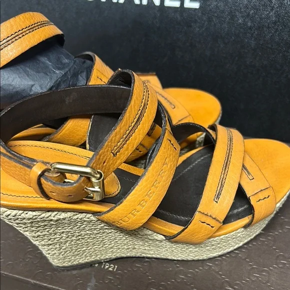 Burberry Women's Leather Espadrilles Wedge Sandals - Picture 4 of 6